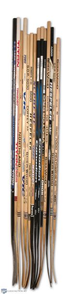 Hockey Legends Autographed Stick Collection of 14, Including Howe, Orr and Gretzky
