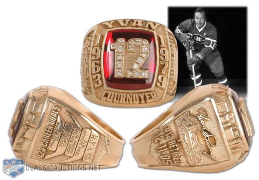 Spectacular Yvan Cournoyer Diamond and Gold Career Tribute Ring