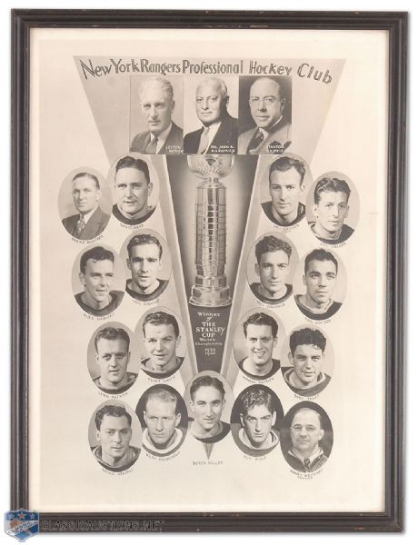 Oversize Team Issued Original 1939-40 Stanley Cup Champion New York Rangers Team Photo Montage