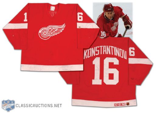 Vladimir Konstantinov’s Game Used 1993-94 Detroit Red Wings Jersey