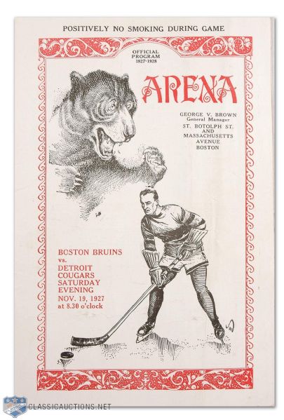 Original 1927 Boston Bruins Game Program and Ticket Stub