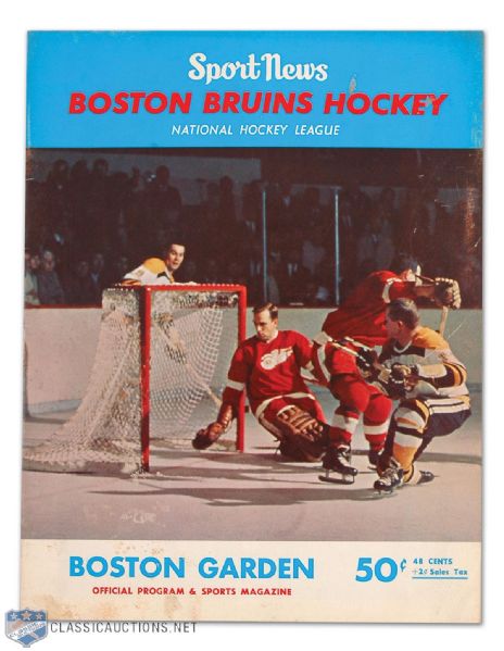 Team Autographed 1966 Boston Bruins Game Program, Including Orr, Johnston and Schmidt Signatures