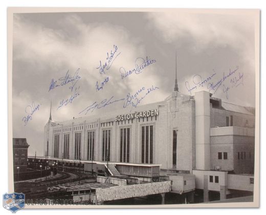 Boston Garden Photo Autographed by 11 Former Bruins