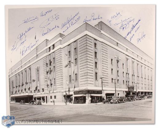 Maple Leaf Gardens Photo Autographed by 16 Former Leafs