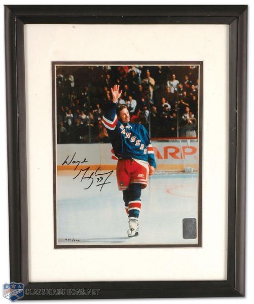 1999 Wayne Gretzky “Final Farewell” Autographed Photo with One-of-a-kind Mint Final Full Game Ticket!