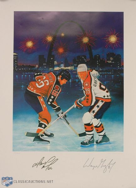 1988 Mario Lemieux and Wayne Gretzky Autographed Limited Edition Lithograph (22" x 28")