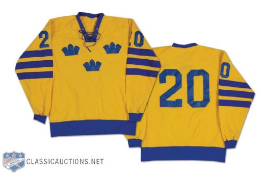 1970s Anders Hedberg Swedish National Team Game Worn Jersey with Six Banners