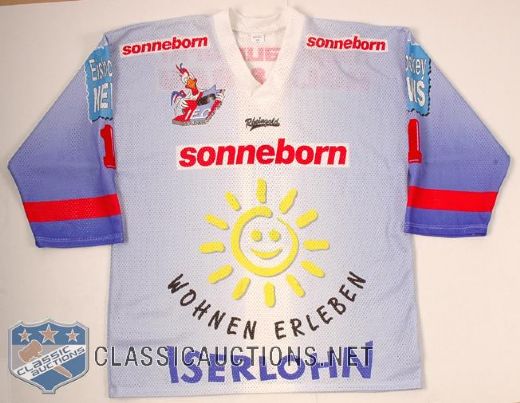 1990s Iserlohner Roosters Hockey Team Game Used DEL Jersey