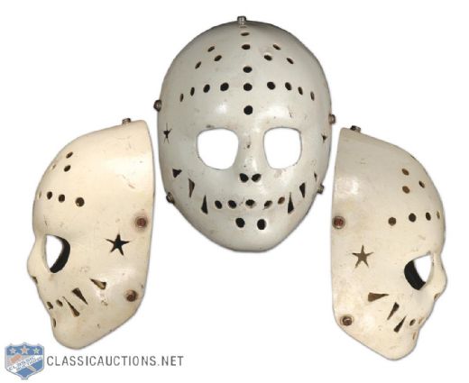Vintage 1970s Fibreglass Goalie Mask with Stars