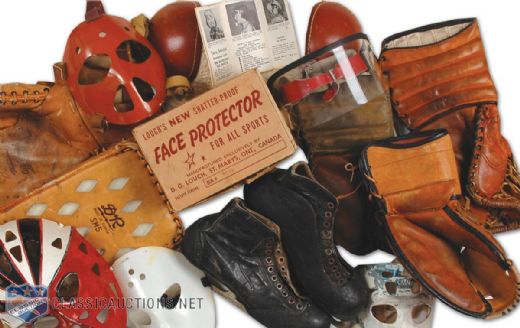 Vintage Goalie Equipment Collection of 12