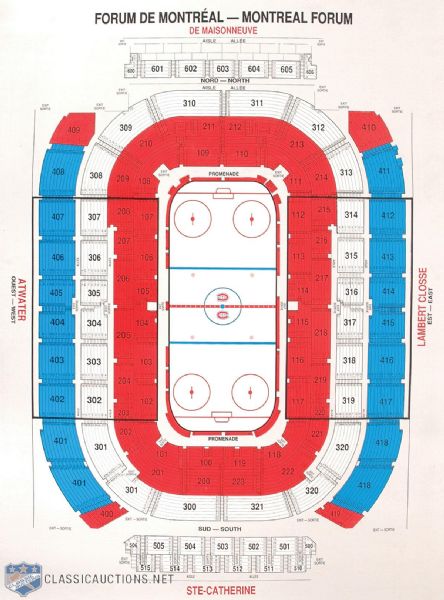 Seating Chart from the Montreal Forum