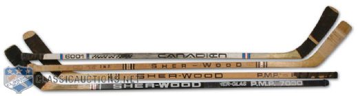 NHL Game Used Stick Collection of 4