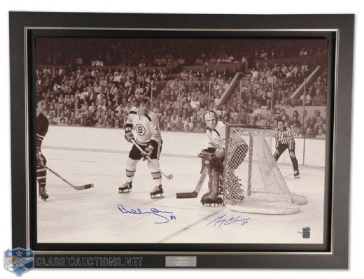 Bobby Orr & Gerry Cheevers Autographed & Framed Canvas