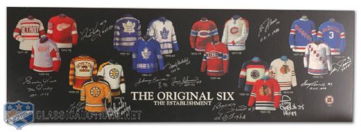 The Original Six Uniform Display Autographed by 11