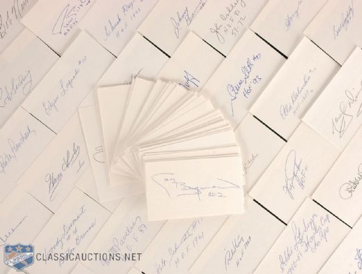 Huge Autographed Index Card Collection of 113 Including 30 HOFers