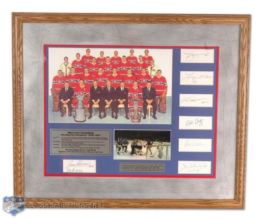 Framed 1968-69 Stanley Cup Champion Montreal Canadiens Photo Tribute With 7 Autographs, Including Ferguson and Richard