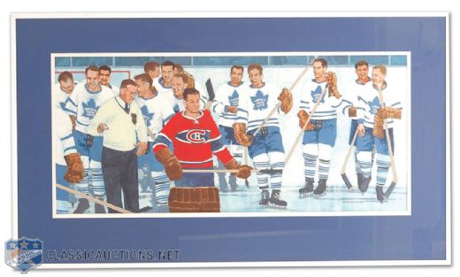 Original Painting of Bill Barilko and Maple Leafs Celebrating 1951 Overtime Cup-Winner by Carleton "Mac" McDiarmid 