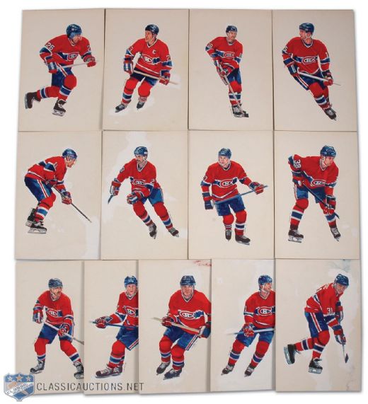 Montreal Canadiens Individual Original 1991 Carleton "Mac" McDiarmid Painting Collection of 13