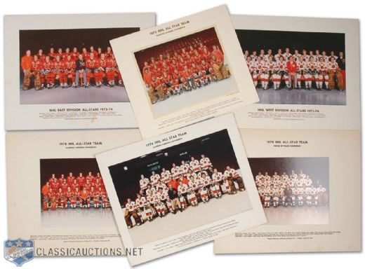 Original 1970s NHL All-Star Teams Official Team Photo Collection of 6