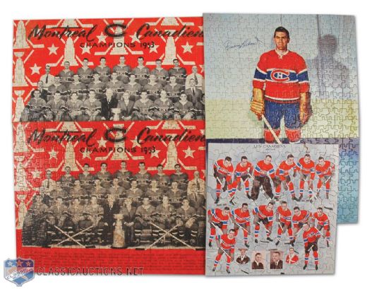 Vintage Maurice Richard and Montreal Canadiens Puzzle Collection of 4