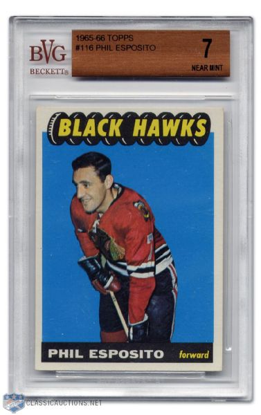 Phil Esposito 1965 Topps Rookie Card Graded BVG 7