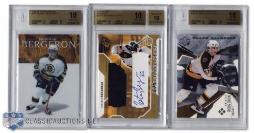 Patrice Bergeron Graded Rookie Card Collection of 3 (All Graded 10)
