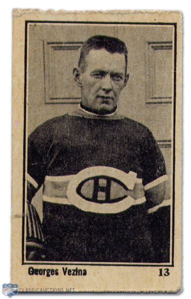 Original Georges Vezina 1924-25 Maple Crispette Hockey Card