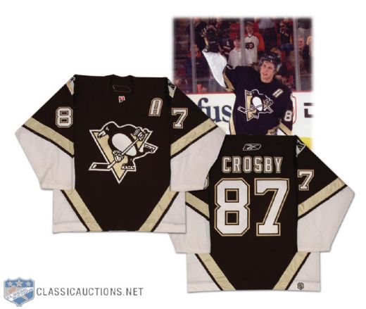 2005-06 Sidney Crosby Pittsburgh Penguins Game Worn Rookie Jersey - Photo Matched!