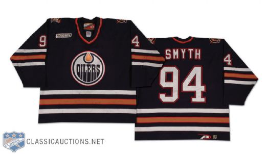 1999-2000 Ryan Smyth Edmonton Oilers Game Worn Jersey