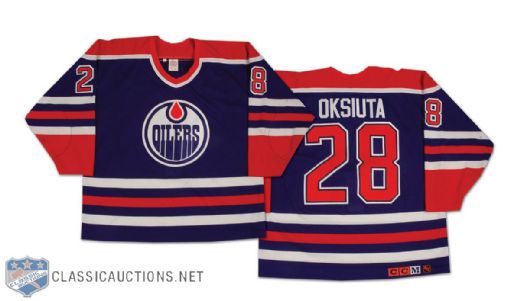 1994 Roman Oksiuta Edmonton Oilers Game Worn Jersey