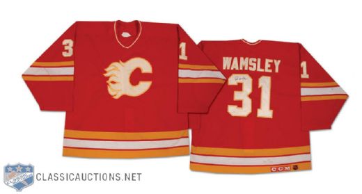 1990 Rick Wamsley Calgary Flames Autographed Game Worn Jersey