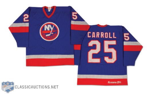 1980s Billy Carroll New York Islanders Game Worn Jersey