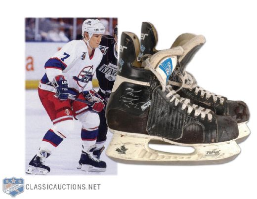 1991-92 Keith Tkachuk Autographed Winnipeg Jets Game Worn Skates - Photo Matched!  