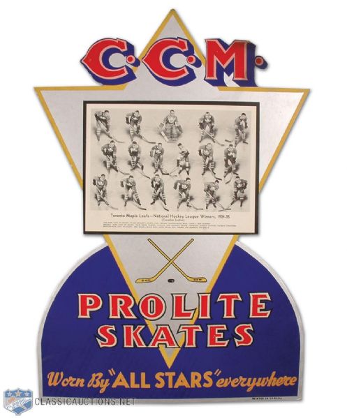 Original 1935 Toronto Maple Leafs CCM Prolite Skates Display