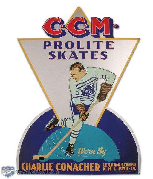 Original 1935 Charlie Conacher CCM Skates Display Poster