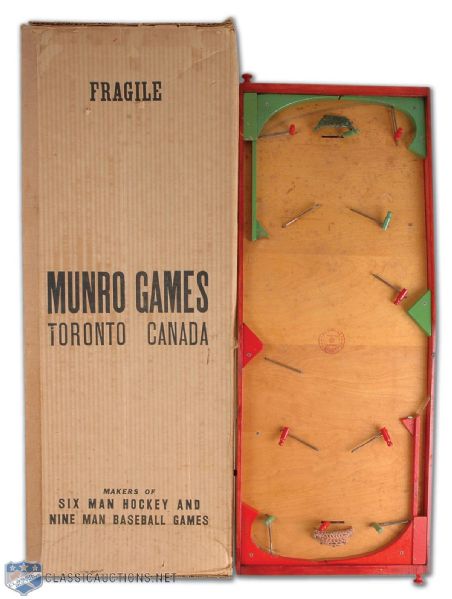 Vintage Munro Wooden Table Hockey Game in Original Box