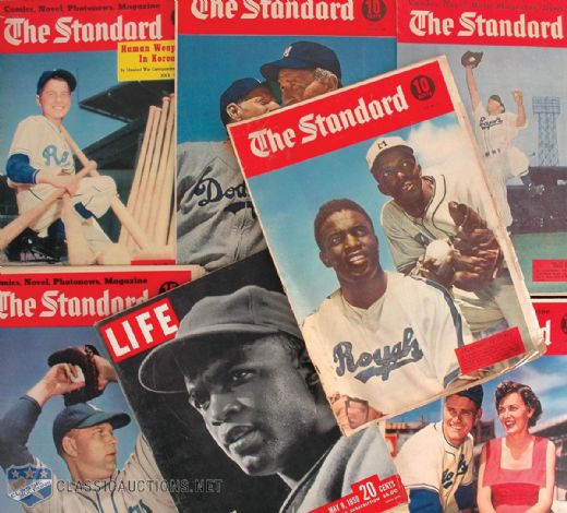 Original Life Magazine and The Standard of Montreal Magazine Collection of 7, Featuring Jackie Robinson and The Montreal Royals 