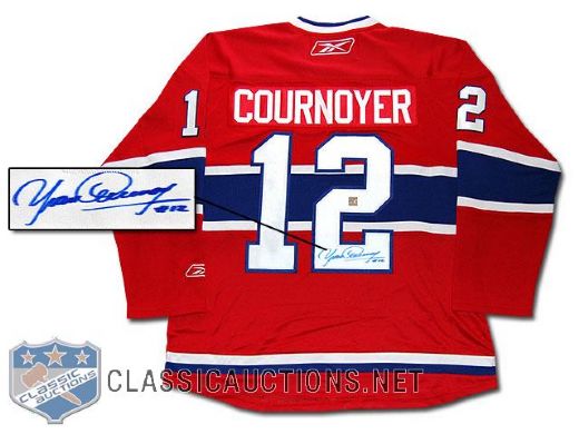 YVAN COURNOYER AUTOGRAPHED MONTREAL CANADIENS HOME REEBOK PREMIER JERSEY