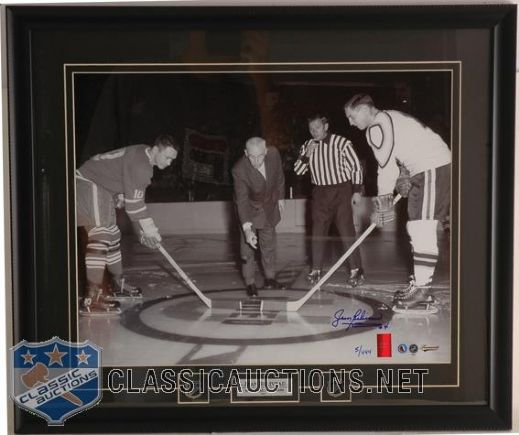JEAN BELIVEAU AUTOGRAPHED ALL-STAR FACEOFF CUSTOM FRAMED 16X20 LIMITED EDITION #5/444 PHOTOGRAPH