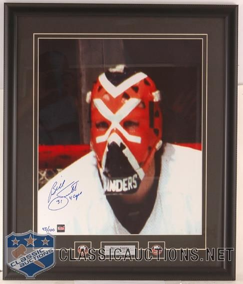 Billy Smith Autographed New York Islanders "Cups X4" Inscribed Limited Edition Custom Framed 16" X 20" Photograph