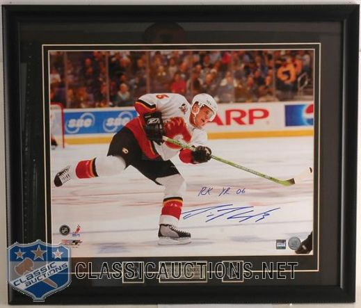 Dion Phaneuf Autographed Calgary Flames Custom Framed 16" X 20" Photograph