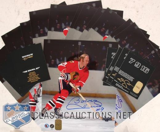 12 Bobby Hull Autographed Chicago Black Hawks 8" X 10" Color Photographs