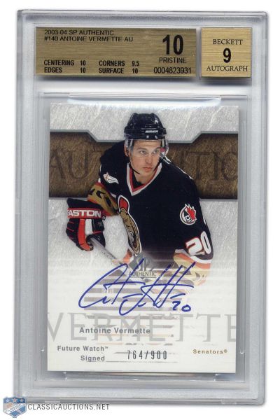 2003-04 Antoine Vermette Autographed & Graded (10) Rookie Card