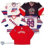 Wayne Gretzky, New York Rangers and Team U.S.A. Autographed Jersey Collection of 5