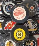 Hockey Stars Autographed Puck Collection of 17