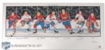 Montreal Canadiens Lithograph Autographed by 7 HOFers Including Richard, Beliveau & Lafleur