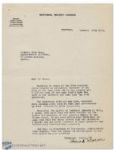 1932 Frank Calder Signed NHL Hockey Letter