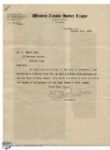 1933 Western Canada Hockey League Signed Letter Signed by E.L. Richardson President