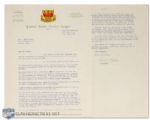 1952 Quebec Senior Hockey League Signed Letter