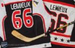 Mario Lemieux Signed Jersey Collection of 2, Featuring 1993 All-Star Jersey, Plus Autographed Stick